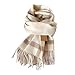 Wool Luxury Brands Classic England Style Women Scarf Fashion Stripe Plaid Scarves Tassel Shawls Pashmina Lady Wrap 32 * 180cm(Beige white)