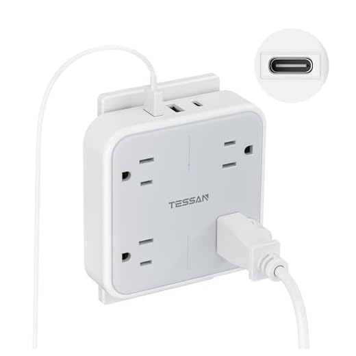 Multi Plug Outlet Extender with USB, TESSAN Surge Protector Outlet Splitter with 3 USB Wall Charger, Multiple Plug Expander for Travel, Home, Office
