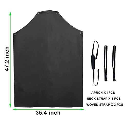 Gnjcv Chemical Resistant Vinyl Apron - Extra Large Black Waterproof Pvc Aprons For Dishwasher,Dog Grooming,Fish Cleaning #TOP4