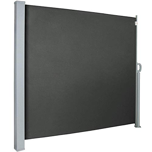 UISEBRT Markiza boczna 160 x 300 cm (wys. x dł.) Roleta boczna Ochrona przed słońcem, osłona przed wzrokiem i wiatrem na balkon, taras, ogród, szary dymowy