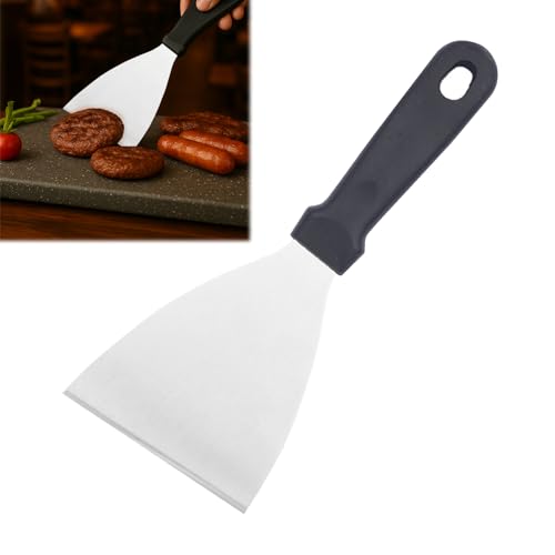 Huybaa Espátula Triangular Profesional de Acero Inoxidable para Cocina, Rasqueta de Panadero, 24.5 x 9.8 cm