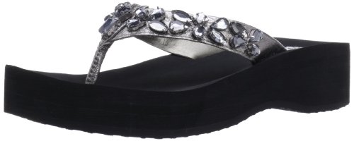 Yellow Box Women's Lychee Flip Flop,Pewter,9 M US
