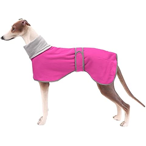 Dog Coats with Reflective Bar, Dog Winter Coat Soft Polyester Fleece, Adjustable Band - Dog Winter Jacket for Greyhounds, Lurchers and Whippets - Pink - XS Cover