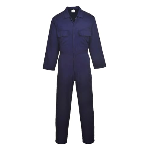Portwest S999 Men's Work Overalls - Protective Polycotton Coveralls Durable Workwear Boiler Suit for Mechanics Warehouse Garages DIY Navy, 4X-Large