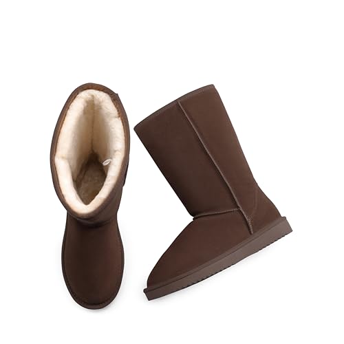 DREAM PAIRS Women's High-top Winter Snow Boots Faux Fur Lining Pull on Warm Comfortable Outdoor Booties Shoes for Women FuzzyClassic,Size 5,Brown,SHORTY_HIGH