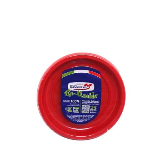 TEKHOME Piatti Plastica frutta,25/50/75/100/125/150 Pezzi piatti plastica colorati lavabili e riutilizzabili Rotondi per Compleanno,Festa, Matrimonio,Fai da Te Fatti a Mano (ROSSO, 100)