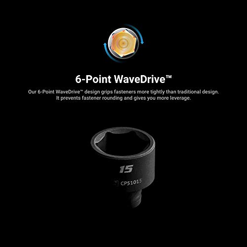 Capri Tools 1/4 In. Drive Shallow And Deep Impact Socket Set, 4 To 15 Mm, Metric, 28-Piece With Billet Aluminum Socket Rail #TOP1