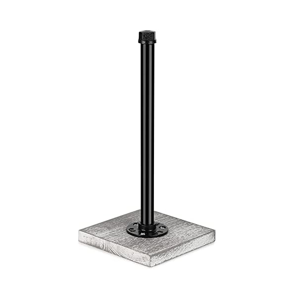 Paper Towel Holder Countertop, Kitchen Roll Paper Dispenser Standing, Farmhouse Paper Holder Wood Base for Dining Table Living Room and Bathroom(Grey)