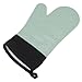 Manoplas de Silicona para Horno, Grado Alimenticio, 2 Dedos, Guantes Protectores para Horno de Cocina, No Escaldados, con Lazo para Sujetar Platos(Verde)