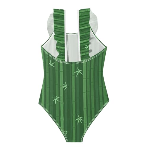 Maillot de bain en bambou vert pour filles avec volants - 3