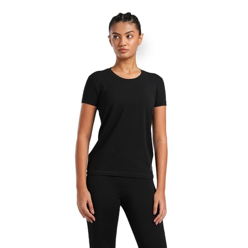 Image of TEGO Element Bamboo T-Shirt for Women | 66% Bamboo 28% Cotton 6% Elastane | Ultra Soft, Naturally Odour Resistant, Slim Fit Tee for Casual Wear, Yoga & Lifting