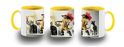 MERCHANDMANIA TAZA AMARILLA el gato con botas aventurero heroe cuentos color mug.