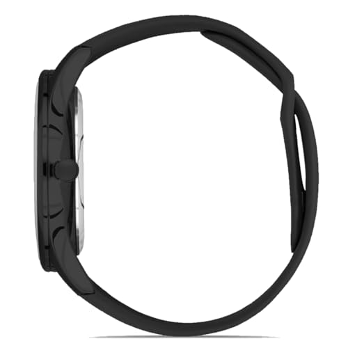 Image of DOUBLERUN Black Case Silicone Strap, 24-Hour Display, Roman Numerals, Analog Watch