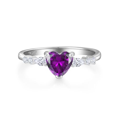 STARCHENIE Heart Ring for Women 925 Sterling Silver Heart Birthtone Engagement Wedding Promise Ring for her Size 5-102