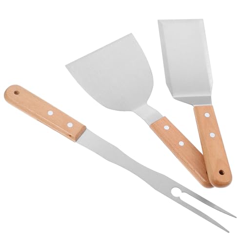 Set de 3 herramientas para BBQ con acero inoxidable y mango de madera miniatura 1