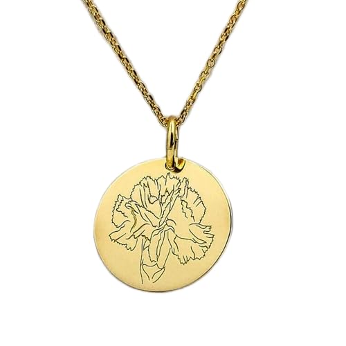 Collier pendentif œillet gravé argent sterling plaqué or bijou unisexe LK_PNDN_0209