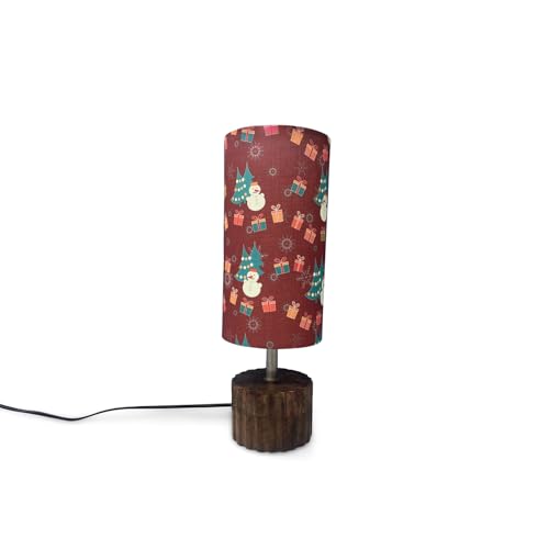 Image of ExclusiveLane 'Santa Christmas Cheer' Mango Wooden Chirstmas Table Lamp for Bedroom (39.5 Cm, Without Bulb, Handcrafted) |Table Lamp for Living Room Christmas Gifts for Home Chirstmas Decoration Items