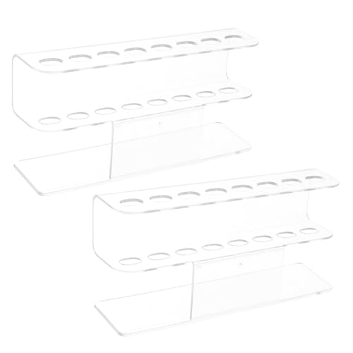 WOONEKY 2個透明アクリル製美甲ツール収納スタンド スロット多機能ピン 筆立て ネイルアート用整理棚 ホーム サロン用