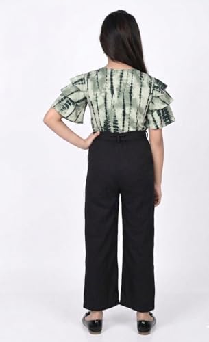 Image of Girls Flared Sleeves Printed Jumpsuit-66