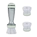 CQT Dish Brush, Dish Scrub Brush with Soap Dispenser for Dishes Kitchen Sink Pot Pan Scrubbing, 1 Brush 2 Refills