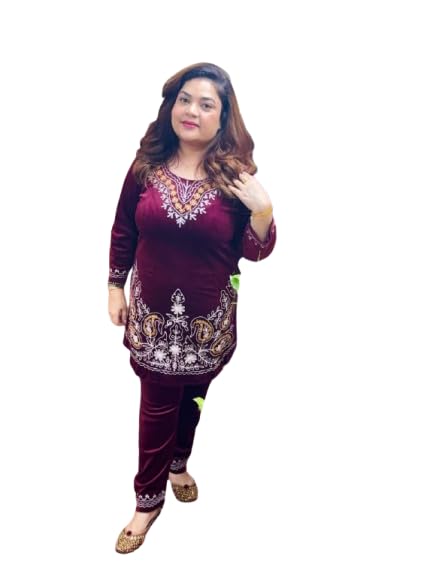 Premium Velvet Winter Co-ord Set with Kani Embroidery – Ideal for Casual & Office Wear-image-15