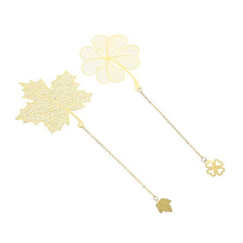 Marque-pages métalliques SHINEOFI avec pendentifs églantier et trèfle pour lecture