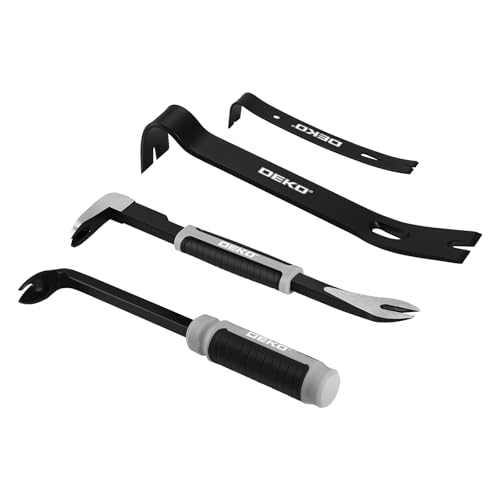 4 Teile Brecheisen Set: DEKO Nagelzieher Set mit Flachbrecheisen Mini Hebeleisen Einheitlicher Kuhfuß und Doppelkopf-Brechstange Ideal als Holzbrecher Demontagewerkzeug für Paletten & Heimwerker