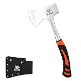 WICING 13.8' Hatchet, Camping Axe High Carbon Steel & Shock Reduction Grip with Nylon Sheath