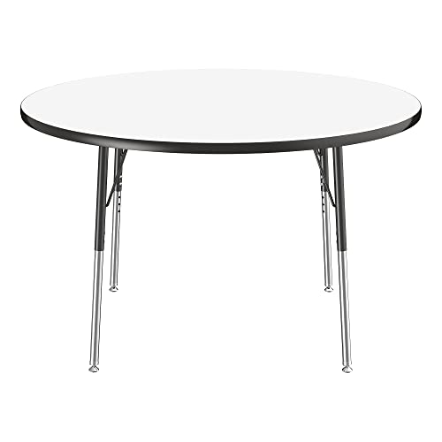 Image of Learniture Adjustable Height Dry-Erase Classroom Activity Table for School and Home, Round Activity Table with Whiteboard Top, 48 inch L x 48 inch W x 30 inch H, White