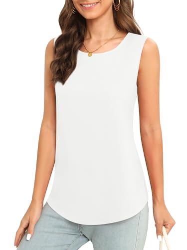 Women's Sleeveless Chiffon Tank Top Business Casual Blouse Tunic Top