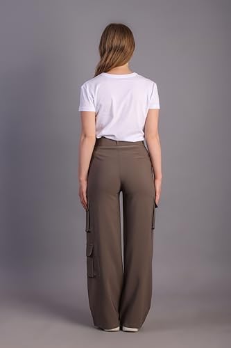 Image of HIGH Buy Women Korean 5 Pocket Cargo Comfort and Styles Baggy Super Lycra Pants for Women and Girls - Perfect High Waist Trousers for Women