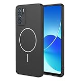 UPLAI Magnetico Cover per OPPO Reno 6 5G (Reno6 5G), Ultra Sottile Setoso Silicone Liquido Antiurto Custodia con Protezione Fotocamera, Premio TPU Fodera Fibra Caso. Nero