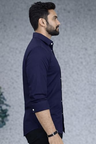 Image of Men Cotton Blend Full Sleeve Shirt for Man | Casual Business Party Festival Regular Fit, Long Sleeve with Chest Pocke | Formal Shirt for Men