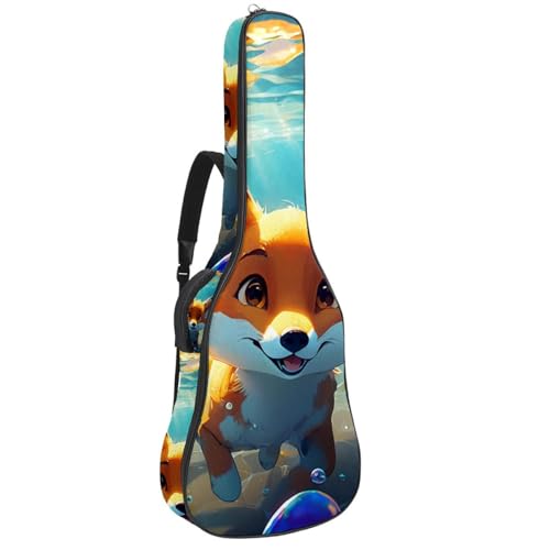 Sac de guitare étanche motif renard pour guitares de 101 à 106 cm
