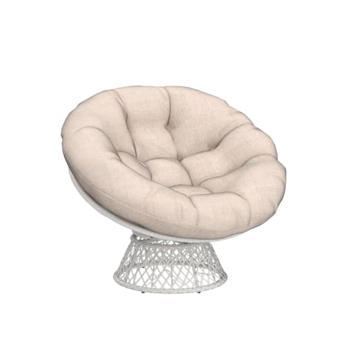 Image of Bme Ergonomic Wicker Papasan Chair with Soft Thick Density Fabric Cushion, High Capacity Steel Frame, 360 Degree Swivel for Living, Bedroom, Reading Room, Lounge, Sepia Sand - White Base