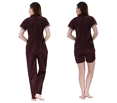 Image of Romaisa Women's Satin Night Suit Set for Women - Stylish Pajama Set Sleepwear Lounge Wear Comfortable Nightwear