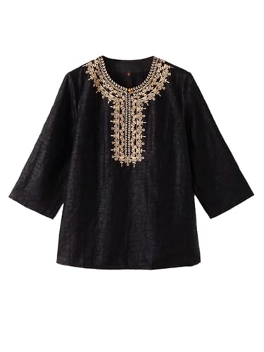 Blouse en soie ample noire HangErFeng idéale pour sorties d'été