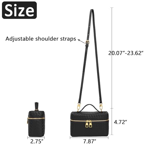 Image of Trendy Shoulder Bags for Women Mini L19 Square Box Satchel Bag Cute PU Leather Crossbody Purse with Adjustable Strap