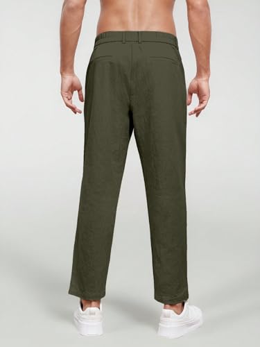 Image of Aahwan Khaki Solid Men's Regular Fit Cotton Slant Pocket Straight Leg Pants