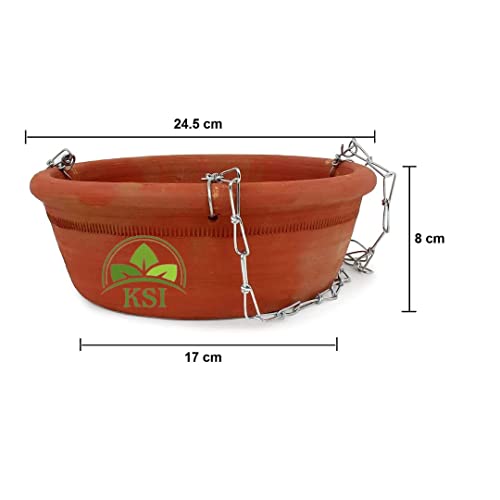 Image of KSI Earthenware Hanging Bird Bath & Feeder | Natural Clay Bird Water & Food Feeder | Eco-Friendly Mitti Ka Hanging Pot | Handcrafted Terracotta Bowl for Balcony, Garden, Outdoor Bird Feeding Station