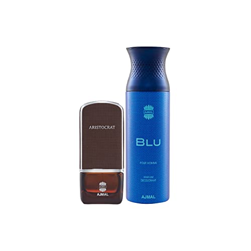 Ajmal Aristocrat EDP Citrus Woody Perfume 75ml for Men and Blu Homme Deodorant Aquatic Woody Fragrance 200ml for Men+ - Image 2