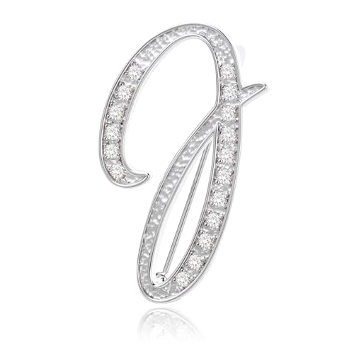 Image of Cicy Bell A-Z Initial 26 Letter Brooch Pins 18k Gold Plated Cubic Zirconia Breastpin Name Personalized Gifts for Women Men