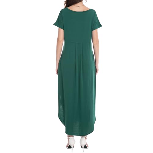 Image of Matchstick Women's Flowy Maxi Dress V-Neck Relaxed Loose Fit Short Sleeve Casual Sundress with Pockets Side Split Beach Dress