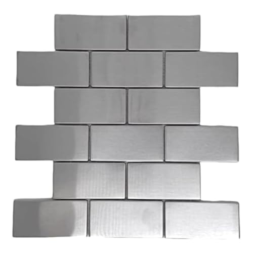 Tenedos 2x4 Brick Subway Stainless Steel Mosaic Tile, Mesh-Mounted for