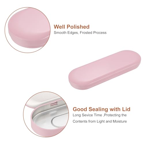 Image of uxcell Metal Tin Box Containers, 6.9x2.4x0.7 Inch Pink Rectangular Empty Hinged Tins Box Home Organizers for Pen Makeup Brushes