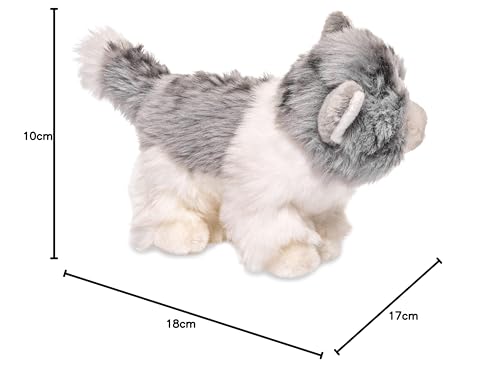 Uni-Toys - Kätzchen, stehend (grau-weiß) - 18 cm (Länge) - Plüsch-Katze - Plüschtier, Kuscheltier