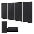 UMIACOUSTICS 4 PCS Acoustic Panels, 2“ Thick 23.6" x 11.8" Fiberglass Sound Proof Wall Panels, Sound Absorbing Panels for Studios, Office, Home Theater. Deep Black