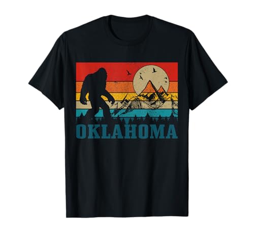 Oklahoma Bigfoot Vintage Mountains Hiking Camping Gift T-Shirt