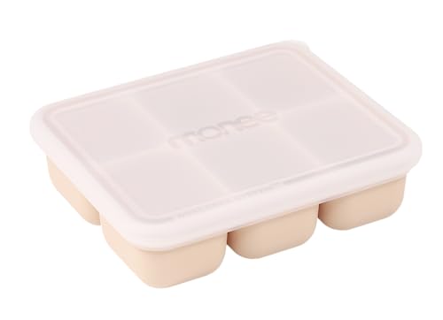 monee シリコン フリージング 60ml x 6キューブ ブロックトレー 離乳食ストック 小分け 作り置き 保存容器 BPA フリー 食洗器 対応 ベビー食器 (ベージュ) Food Storage Cube Tray (60ml, Beige)
