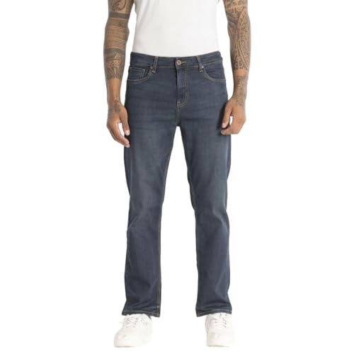 Image of SNITCH Plain Blue Relaxed Fit Jeans